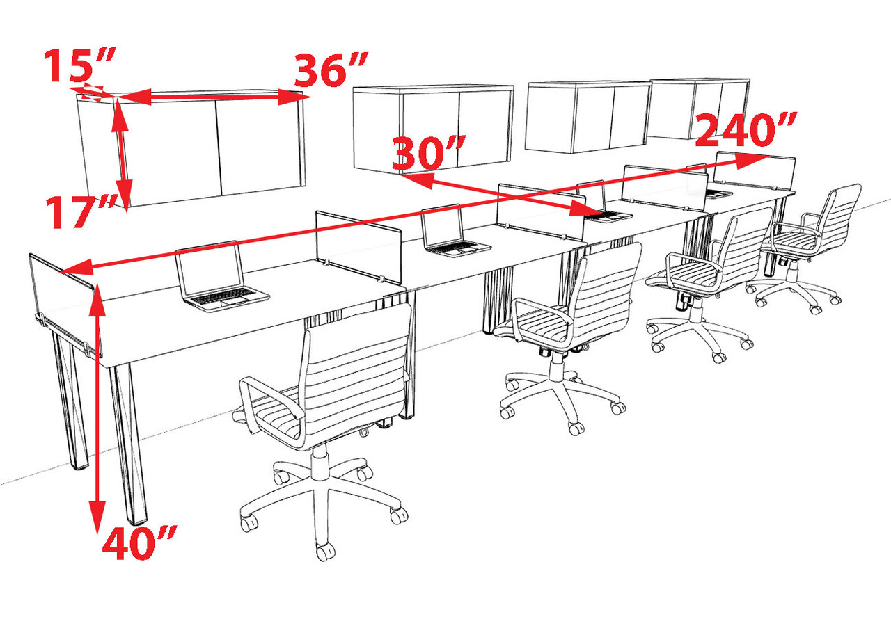 4 Person Modern  Metal Leg Office Workstation Desk Set, #OT-SUL-SPM61