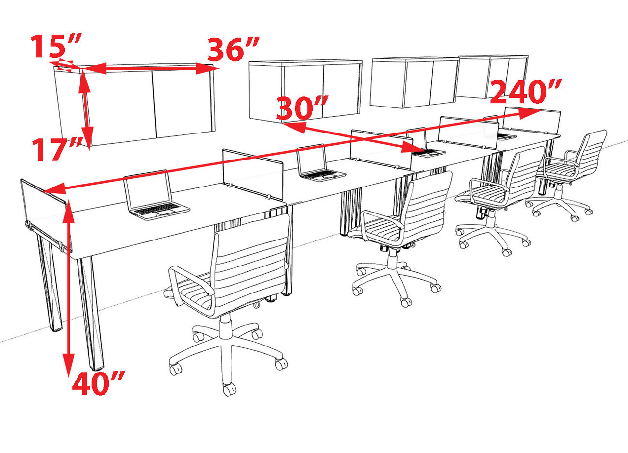 4 Person Modern  Metal Leg Office Workstation Desk Set, #OT-SUL-SPM63