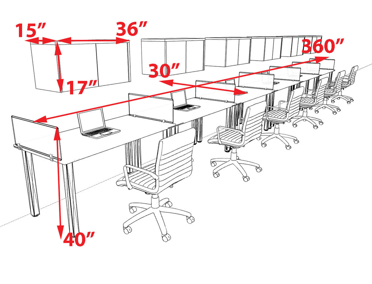 6 Person Modern  Metal Leg Office Workstation Desk Set, #OT-SUL-SPM72