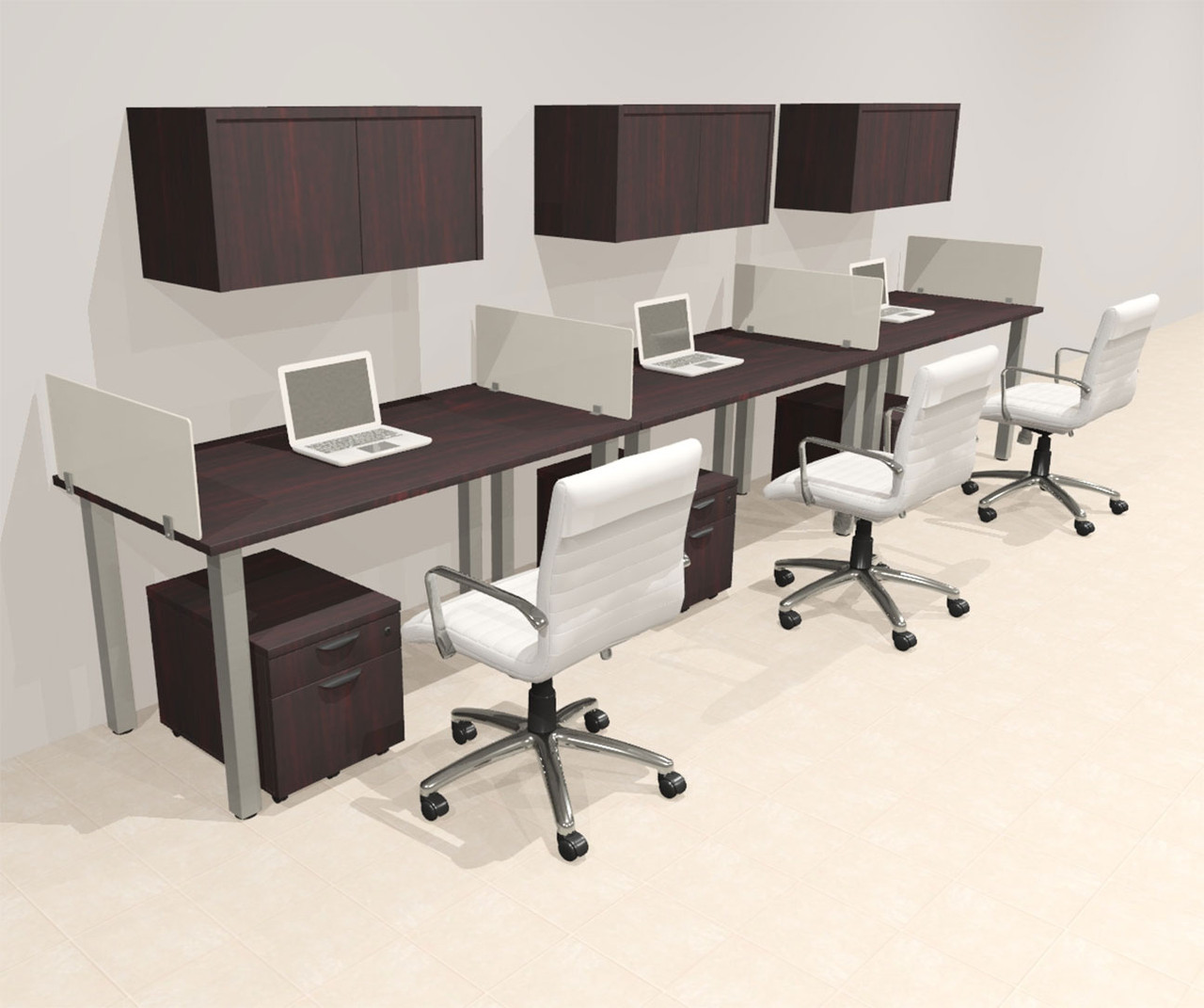 3 Person Modern  Metal Leg Office Workstation Desk Set, #OT-SUL-SPM83