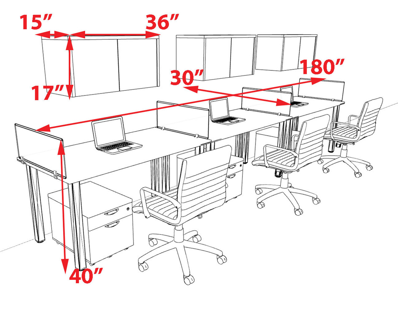 3 Person Modern  Metal Leg Office Workstation Desk Set, #OT-SUL-SPM83