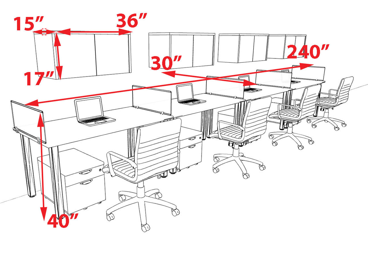 4 Person Modern  Metal Leg Office Workstation Desk Set, #OT-SUL-SPM86