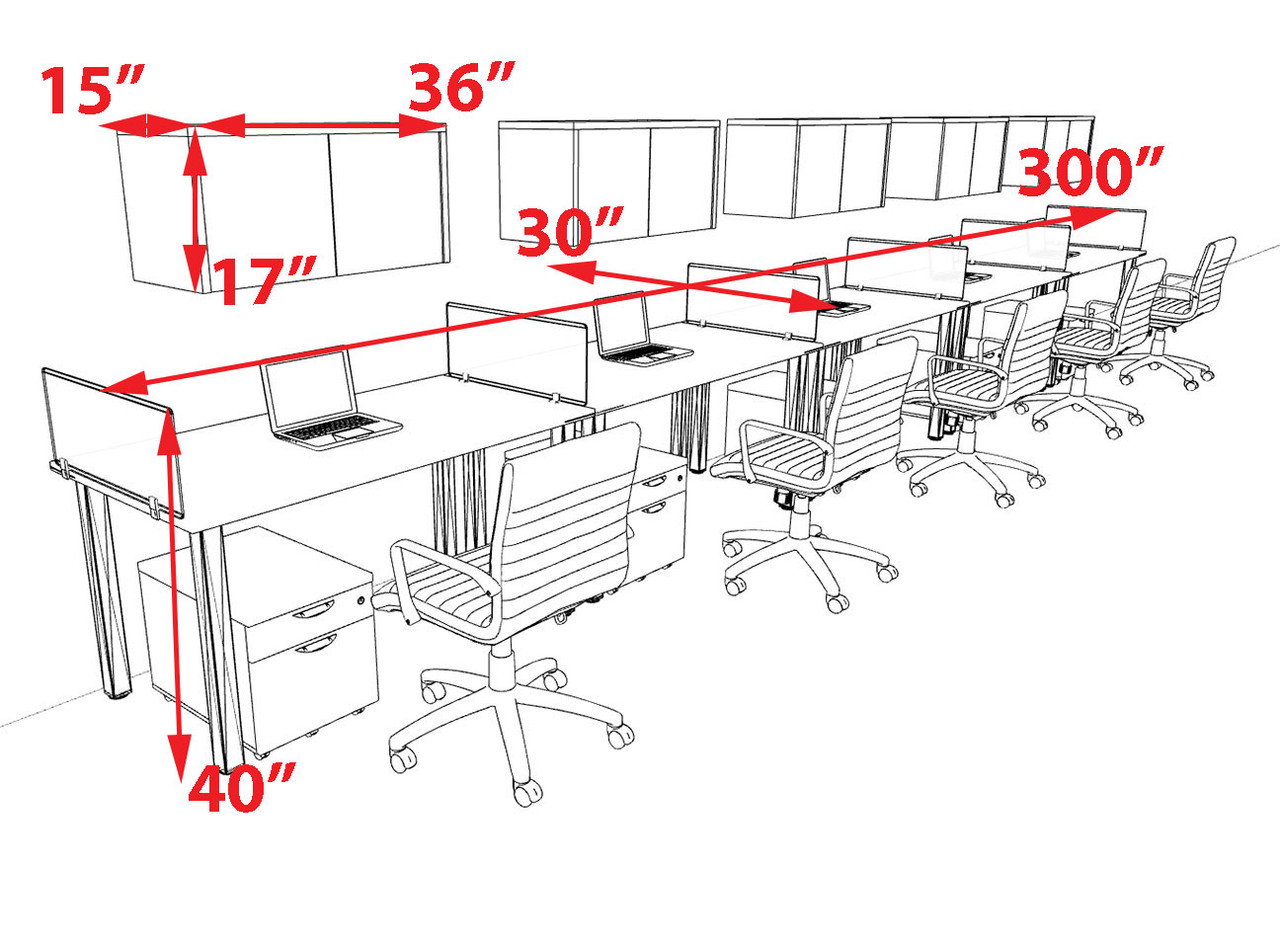 5 Person Modern  Metal Leg Office Workstation Desk Set, #OT-SUL-SPM95