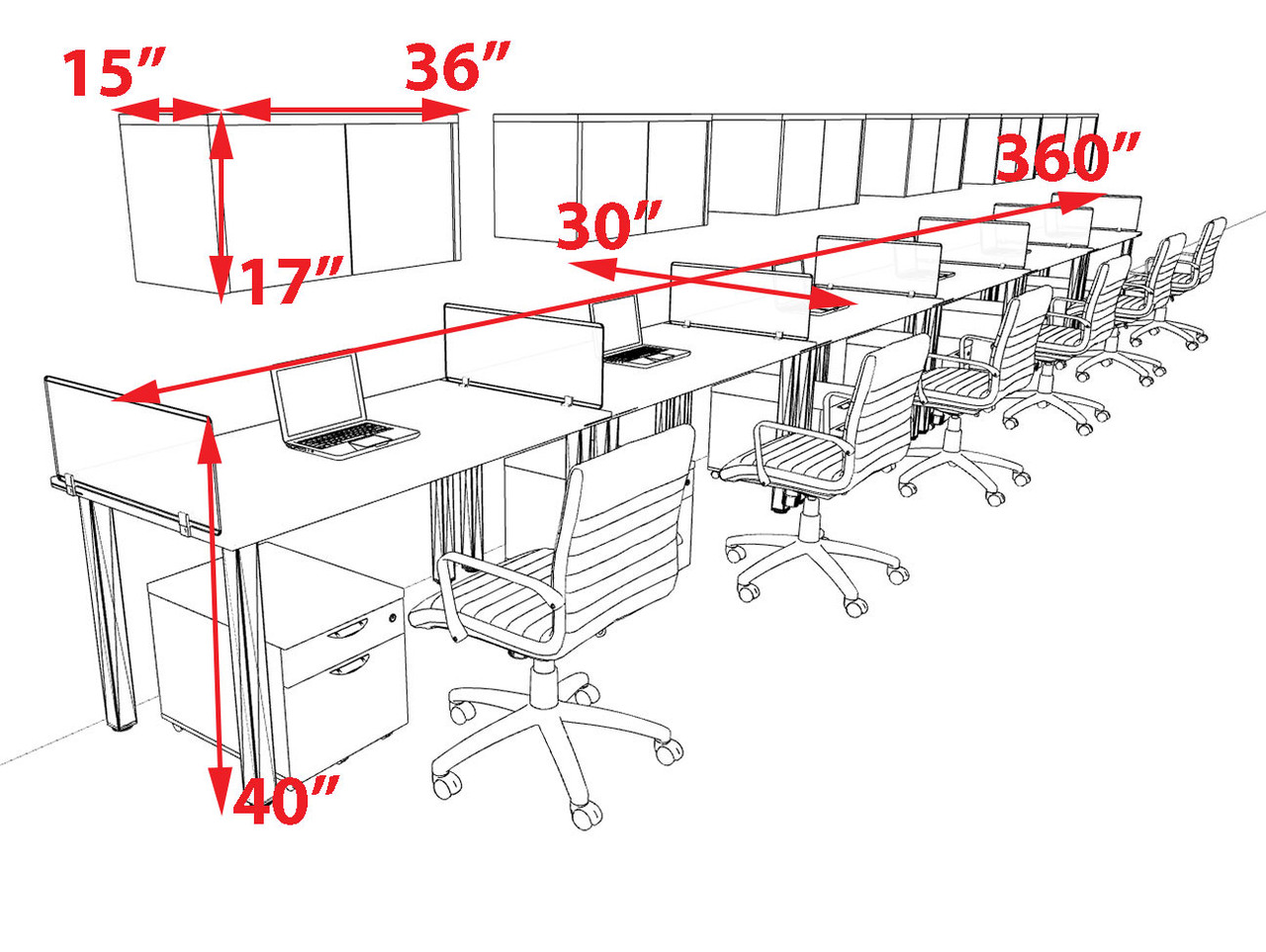 6 Person Modern  Metal Leg Office Workstation Desk Set, #OT-SUL-SPM98