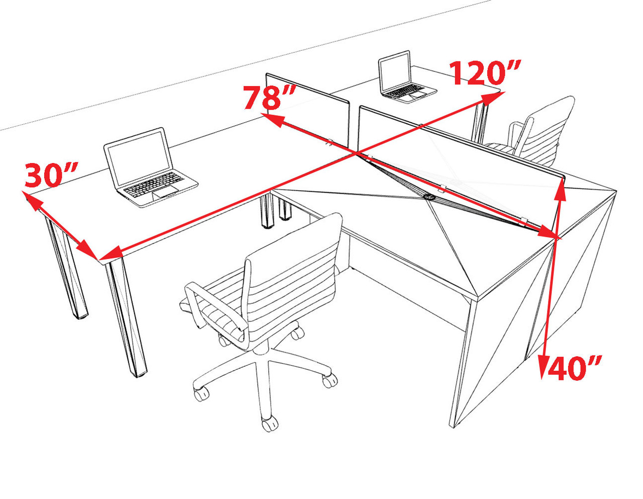 2 Person Modern  Metal Leg Office Workstation Desk Set, #OT-SUL-SPM104