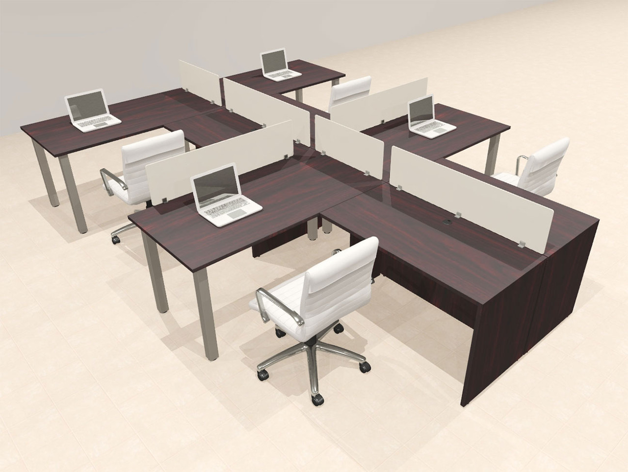 4 Person Modern  Metal Leg Office Workstation Desk Set, #OT-SUL-SPM108