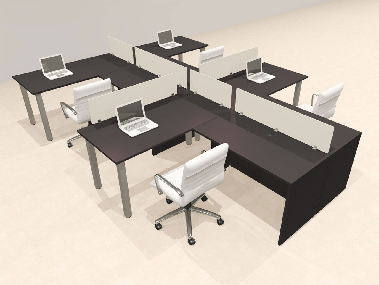 4 Person Modern  Metal Leg Office Workstation Desk Set, #OT-SUL-SPM109