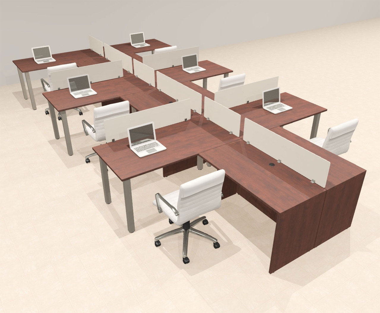 6 Person Modern  Metal Leg Office Workstation Desk Set, #OT-SUL-SPM112