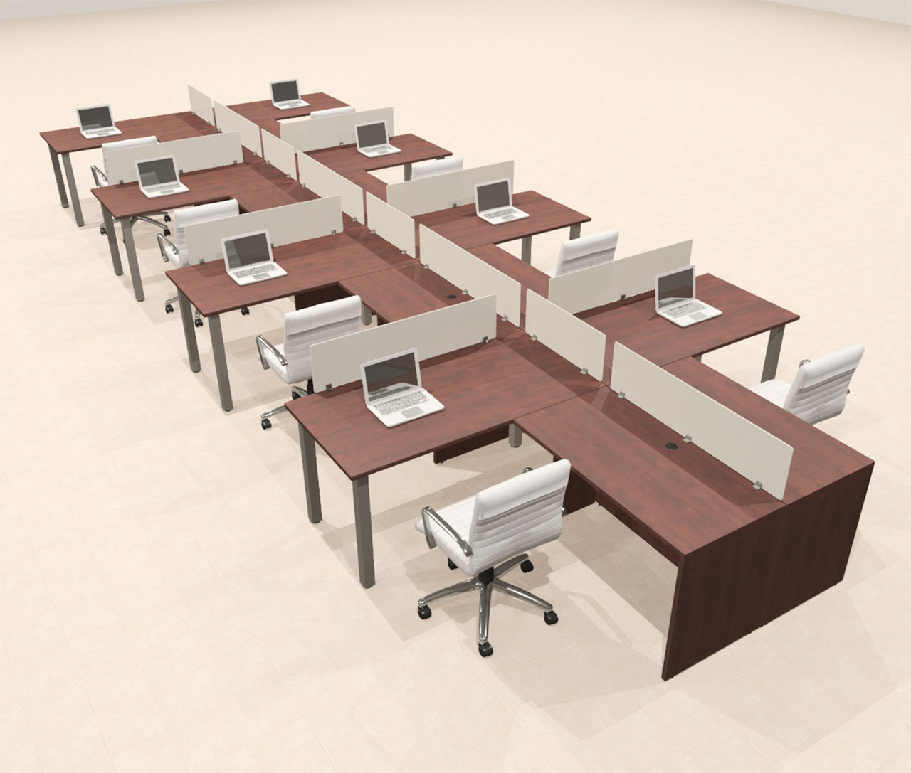 8 Person Modern  Metal Leg Office Workstation Desk Set, #OT-SUL-SPM117