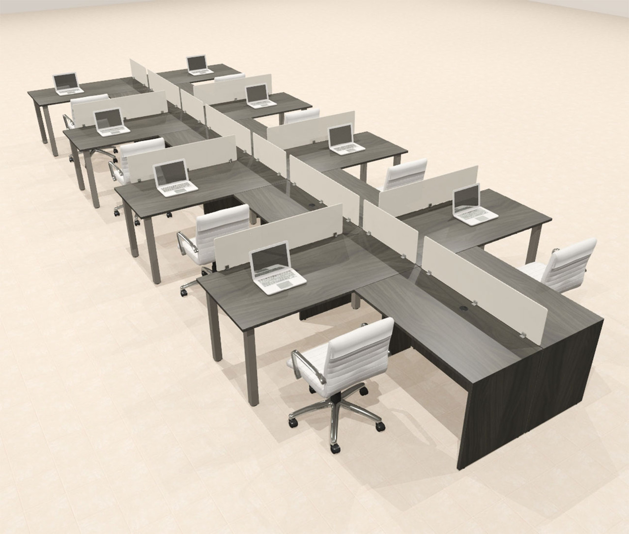 8 Person Modern  Metal Leg Office Workstation Desk Set, #OT-SUL-SPM120