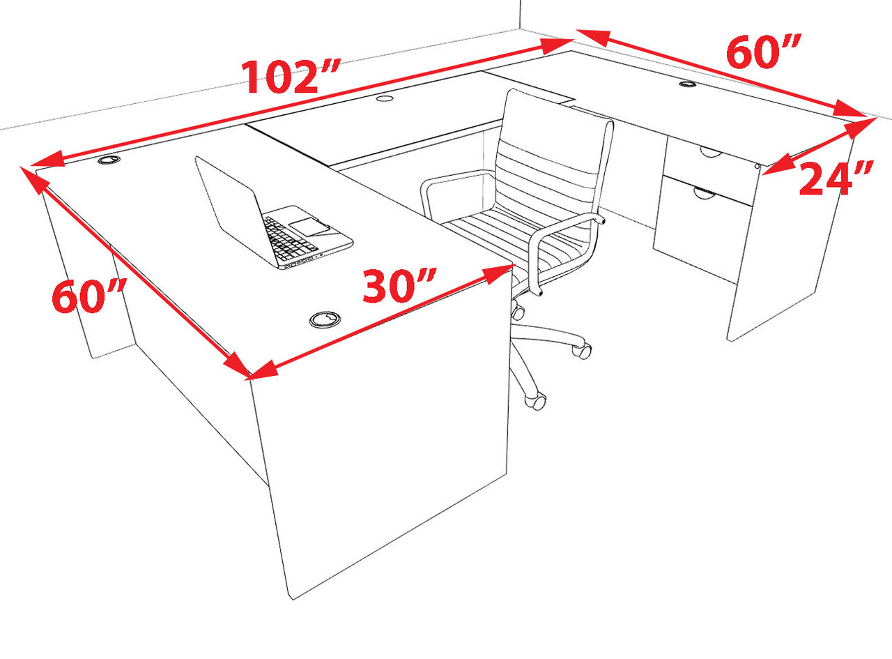 4pcs U Shaped 60"w X 102"d Modern Executive Office Desk, #OT-SUS-U2