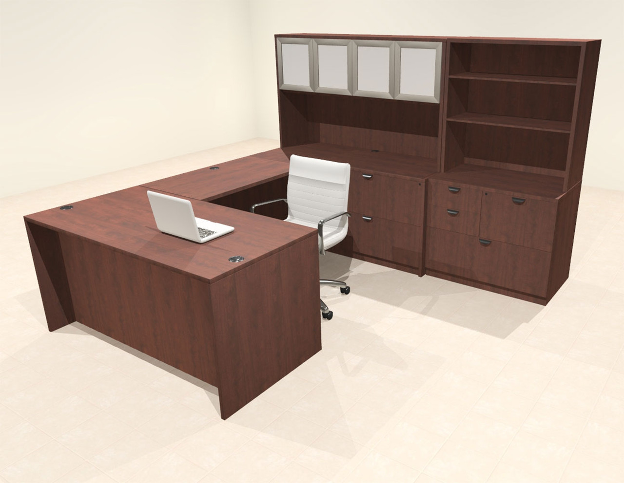 7pcs U Shaped 60"w X 102"d Modern Executive Office Desk, #OT-SUS-U12