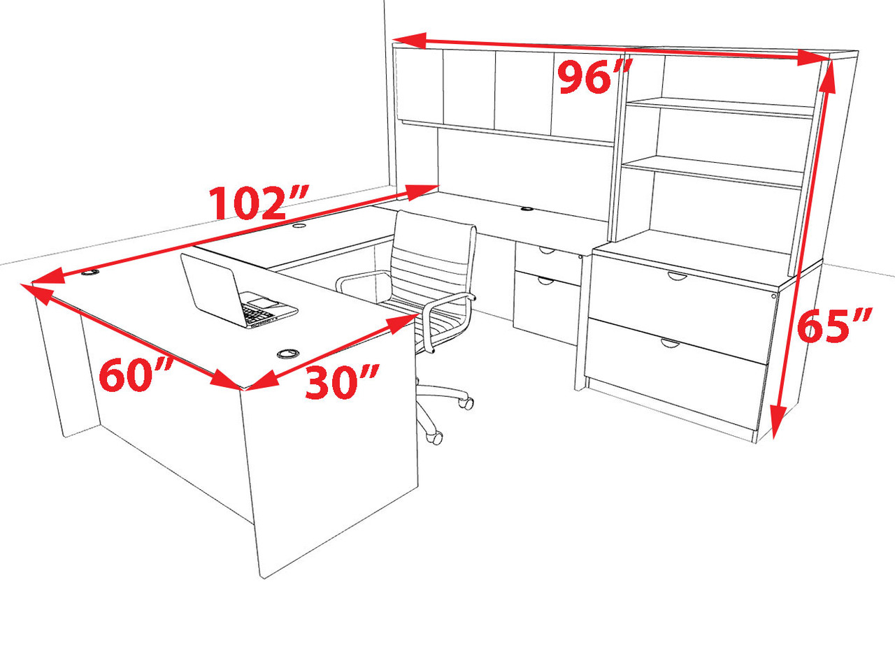 7pcs U Shaped 60"w X 102"d Modern Executive Office Desk, #OT-SUS-U34