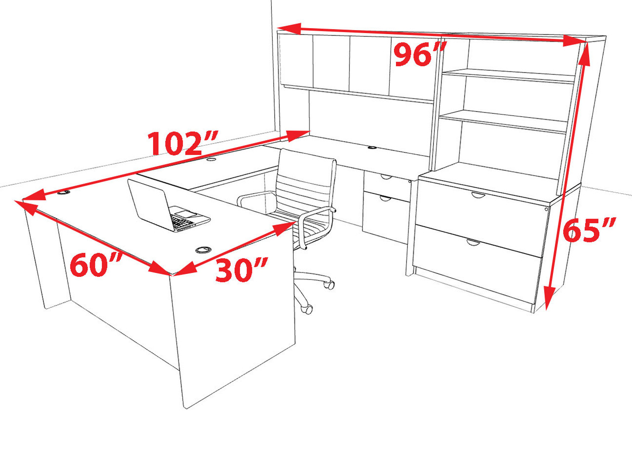 7pcs U Shaped 60"w X 102"d Modern Executive Office Desk, #OT-SUS-U35