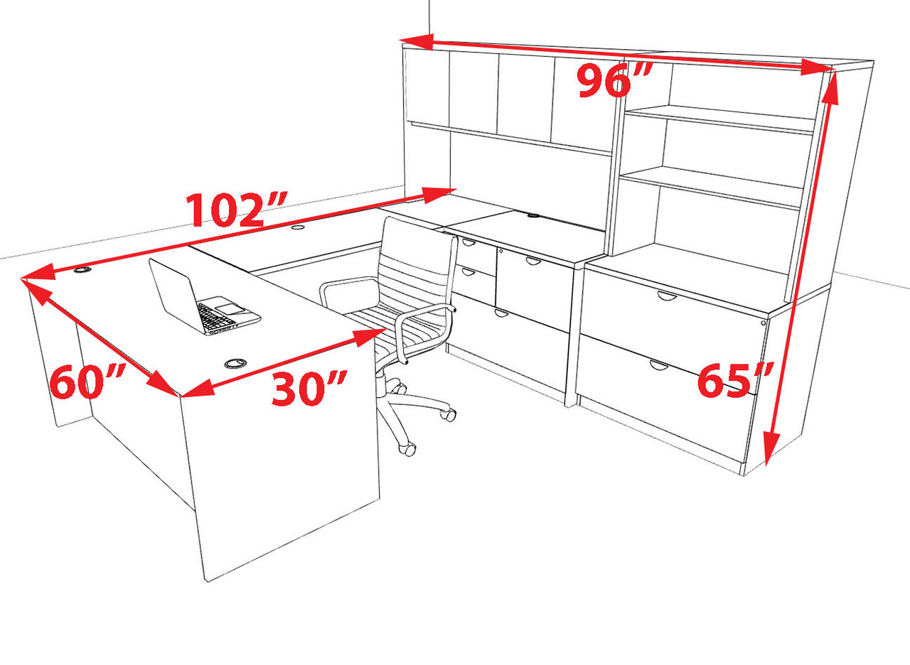 7pcs U Shaped 60"w X 102"d Modern Executive Office Desk, #OT-SUS-U42