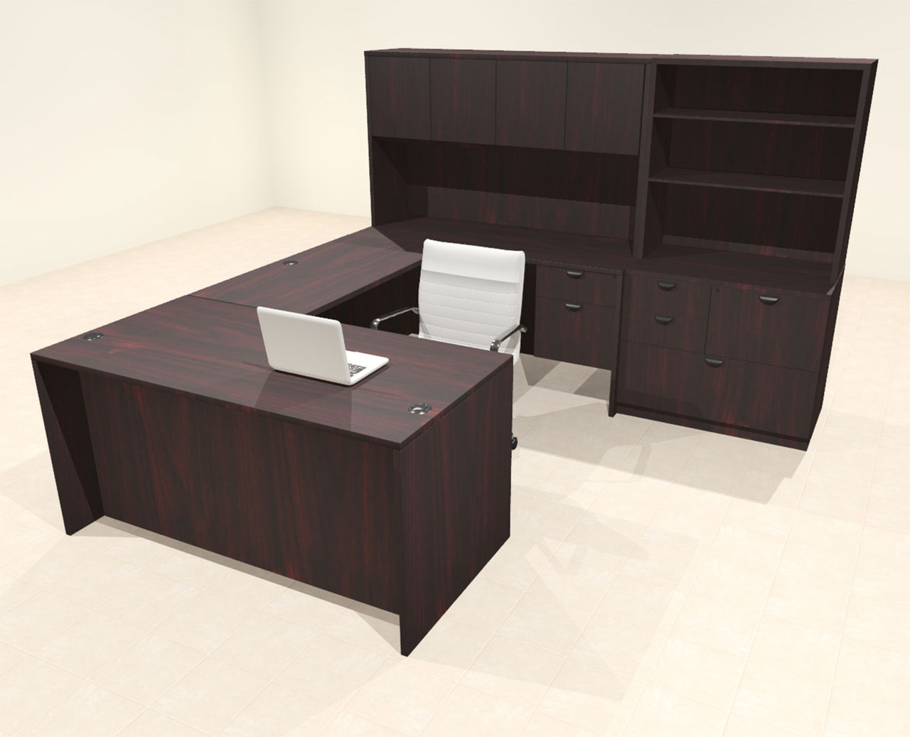 7pcs U Shaped 60"w X 102"d Modern Executive Office Desk, #OT-SUS-U48