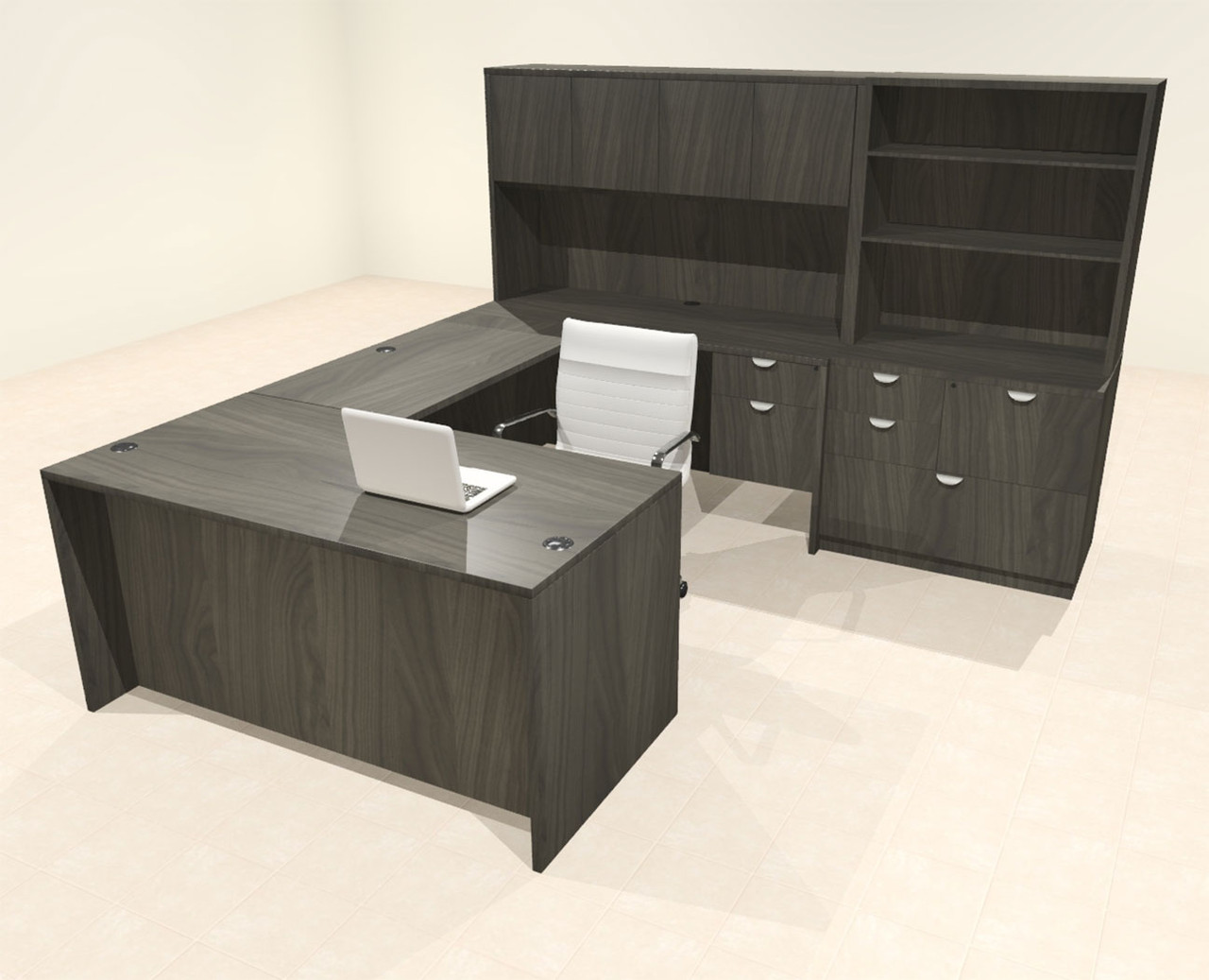 7pcs U Shaped 60"w X 102"d Modern Executive Office Desk, #OT-SUS-U50