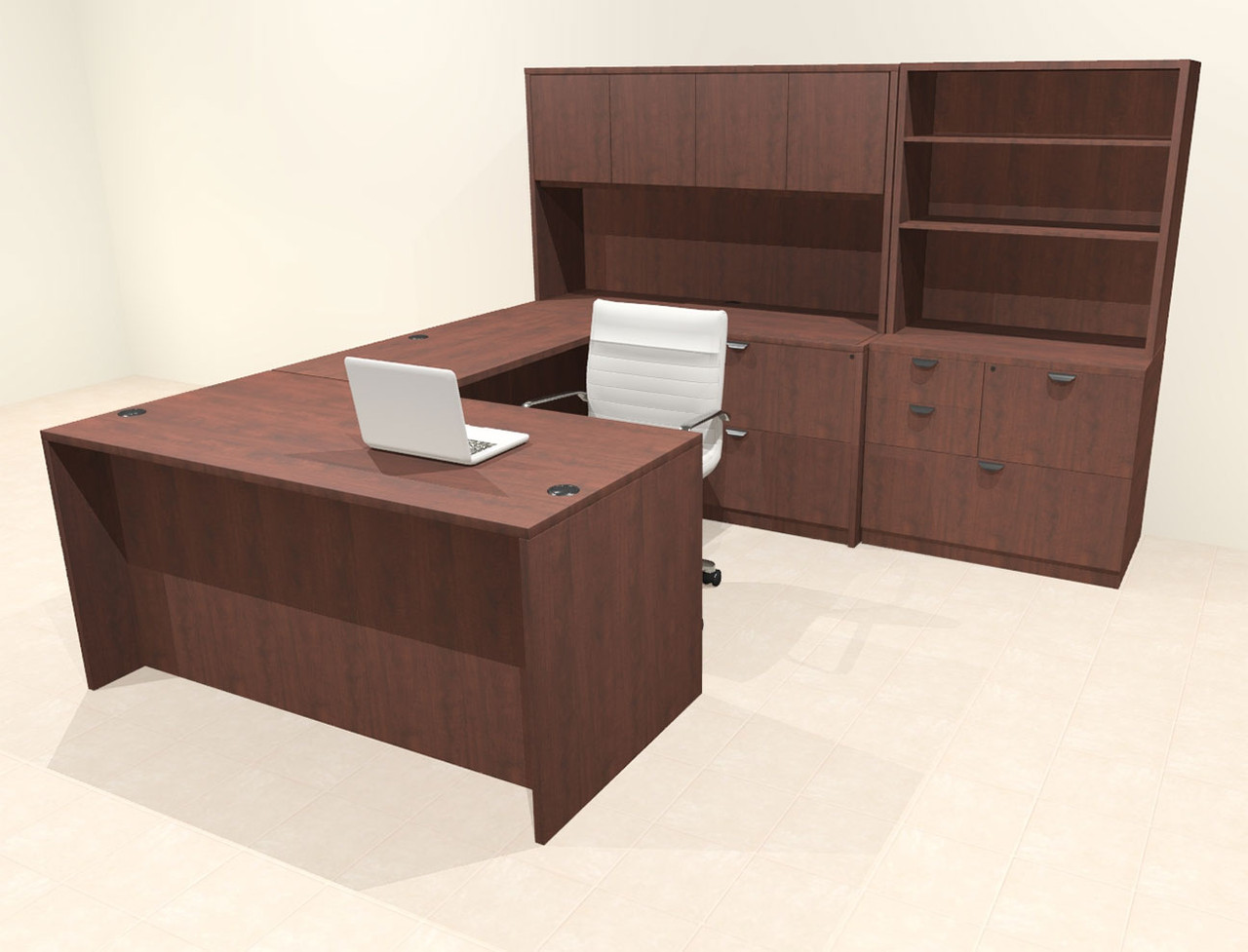 7pcs U Shaped 60"w X 102"d Modern Executive Office Desk, #OT-SUS-U52