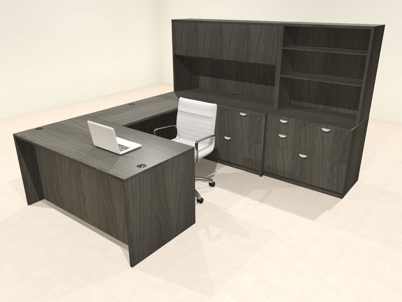 7pcs U Shaped 60"w X 102"d Modern Executive Office Desk, #OT-SUS-U60