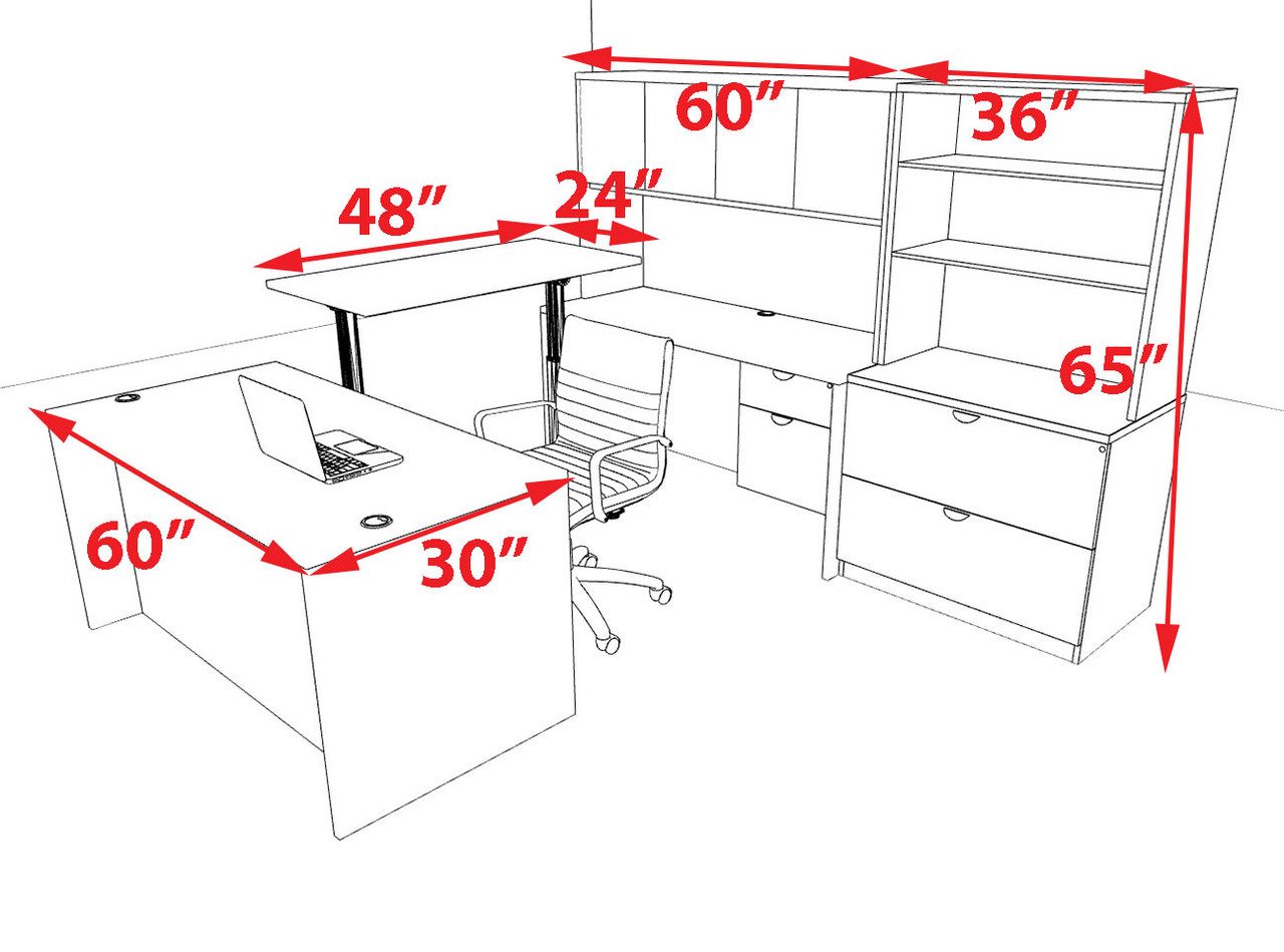 7pcs U Shaped 60"w X 102"d Modern Executive Office Desk, #OT-SUS-UH31