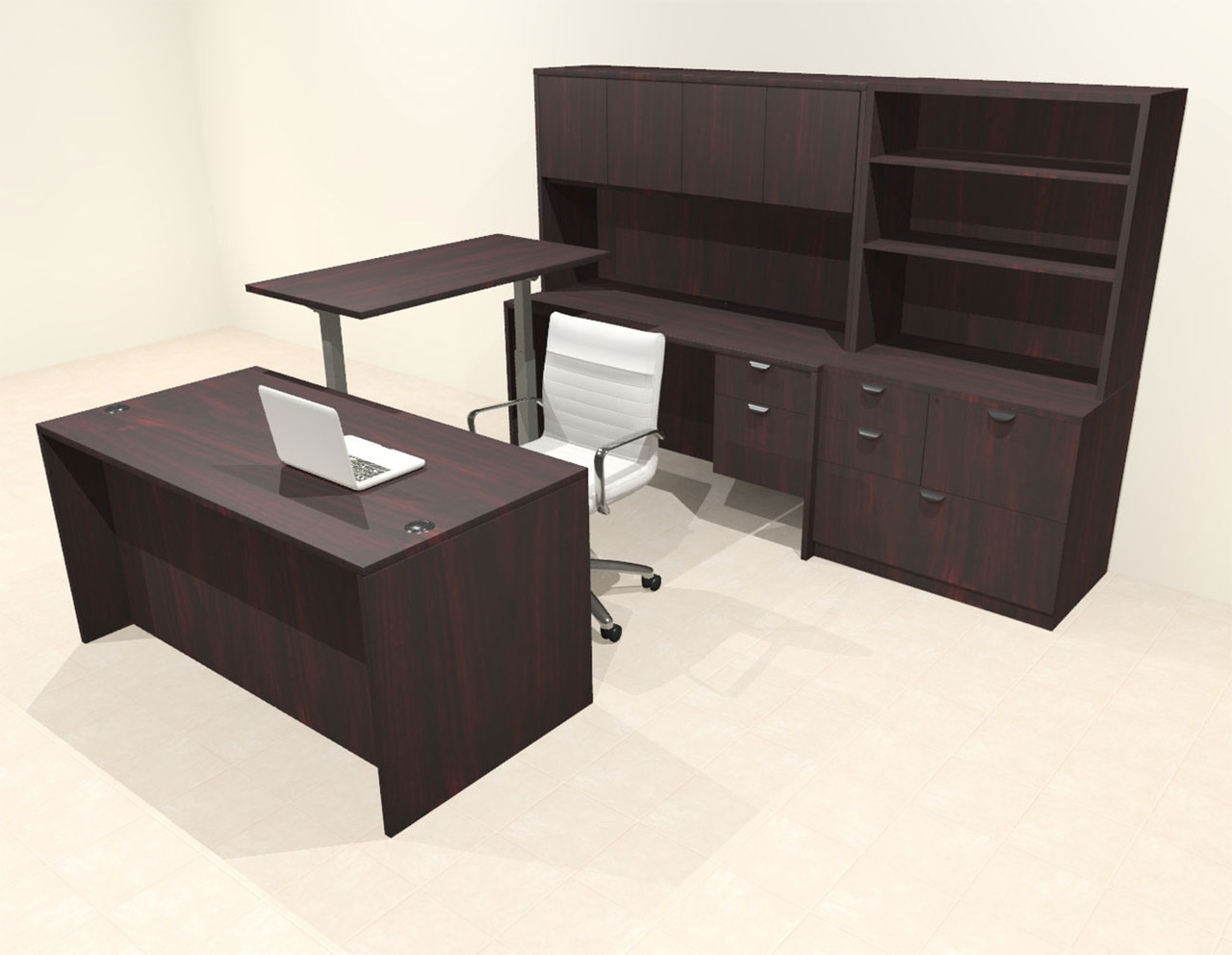 6pcs U Shaped 60"w X 102"d Modern Executive Office Desk, #OT-SUS-UH48