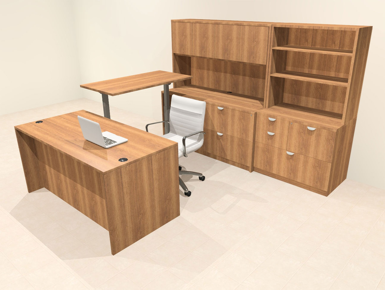 6pcs U Shaped 60"w X 102"d Modern Executive Office Desk, #OT-SUS-UH51