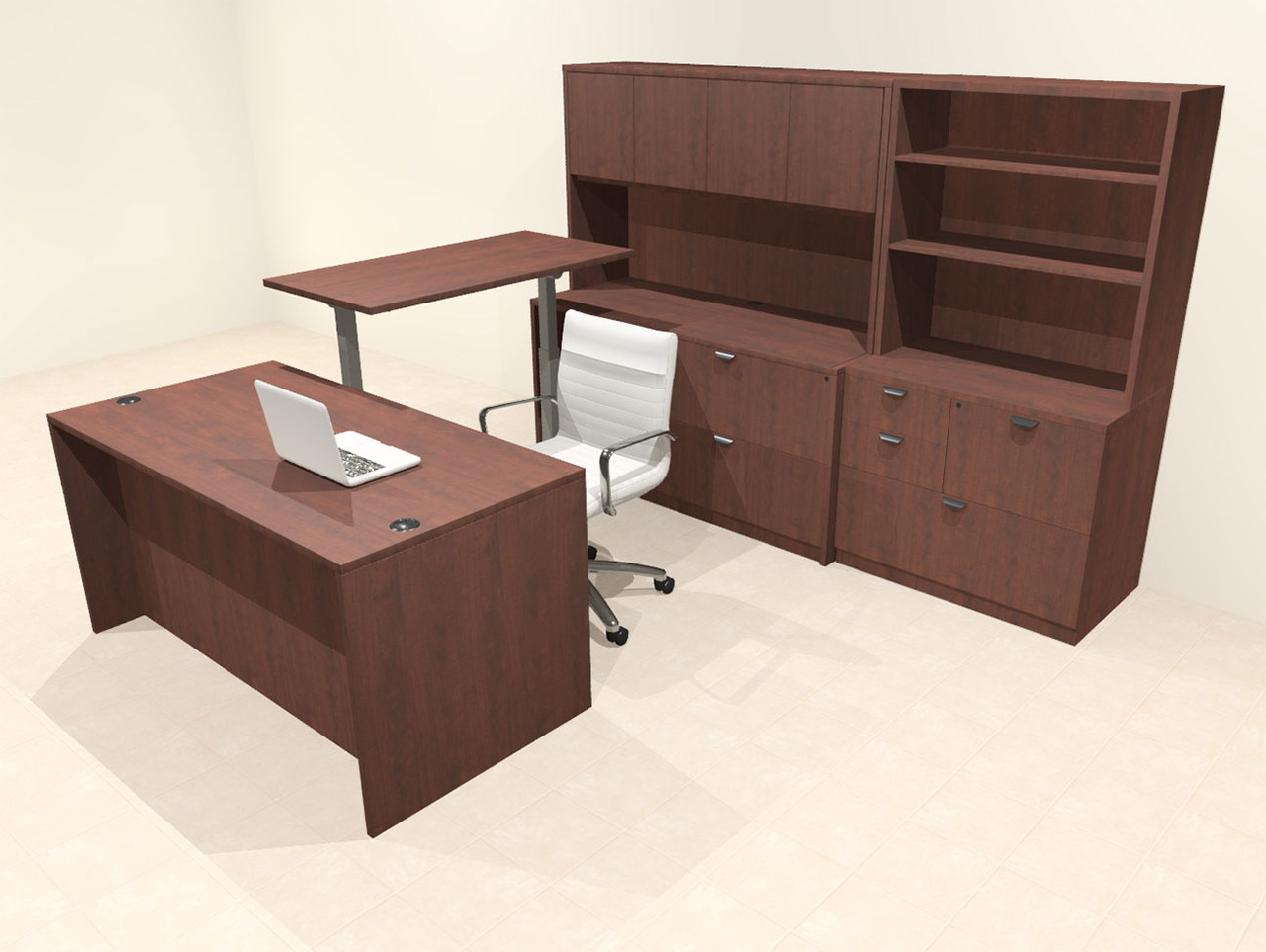 6pcs U Shaped 60"w X 102"d Modern Executive Office Desk, #OT-SUS-UH52