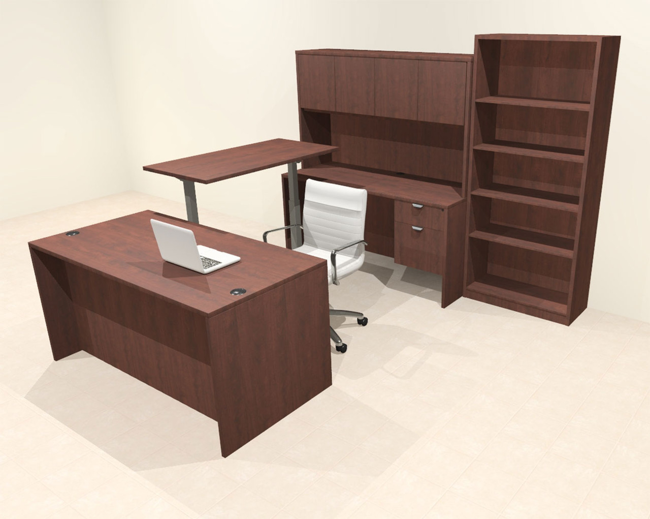 6pcs U Shaped 60"w X 102"d Modern Executive Office Desk, #OT-SUS-UH62