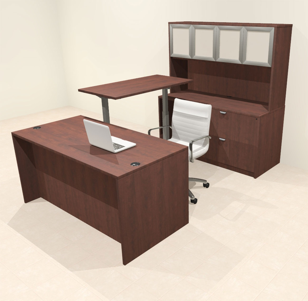 5pcs U Shaped 60"w X 102"d Modern Executive Office Desk, #OT-SUS-UH82
