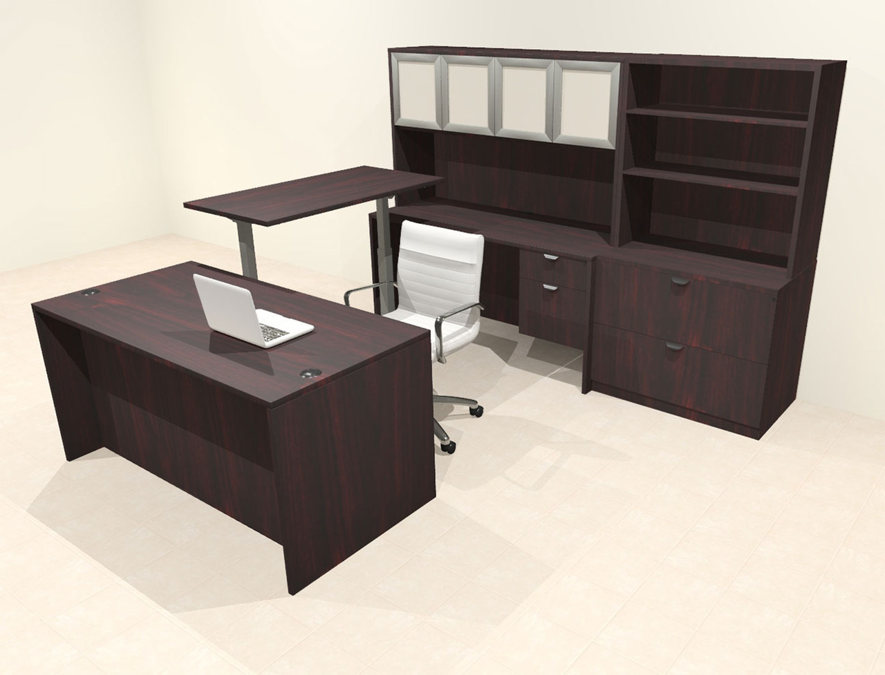 7pcs U Shaped 60"w X 102"d Modern Executive Office Desk, #OT-SUS-UH93