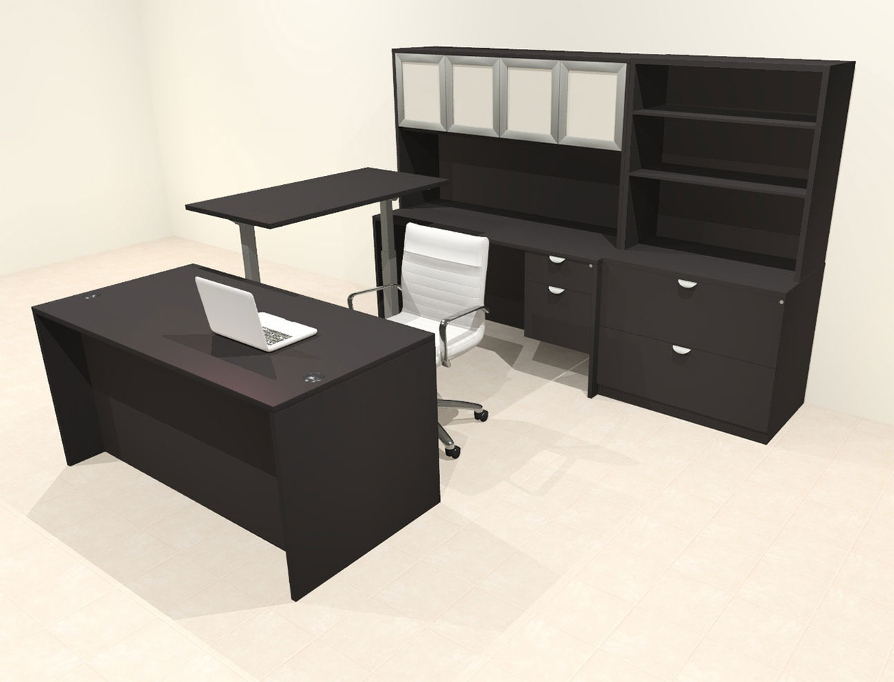 7pcs U Shaped 60"w X 102"d Modern Executive Office Desk, #OT-SUS-UH94
