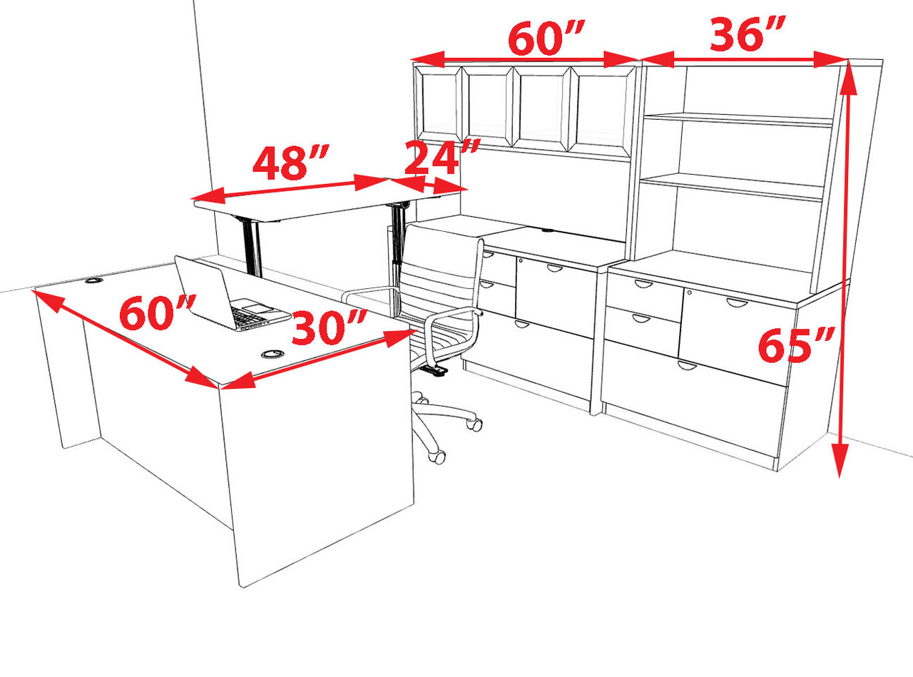 pcs U Shaped 60"w X 102"d Modern Executive Office Desk, #OT-SUS-UH104