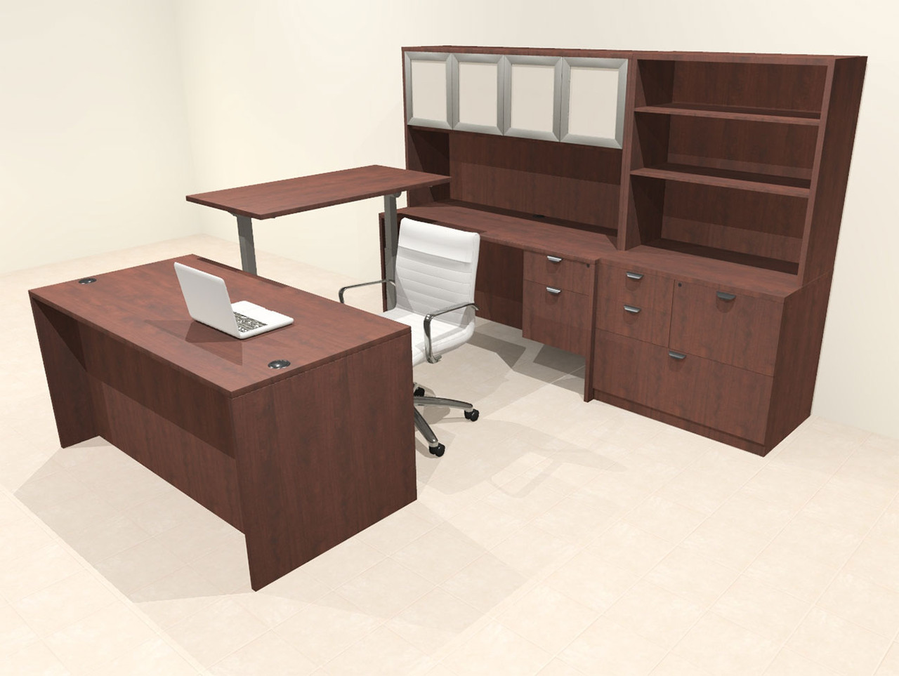 7pcs U Shaped 60"w X 102"d Modern Executive Office Desk, #OT-SUS-UH107