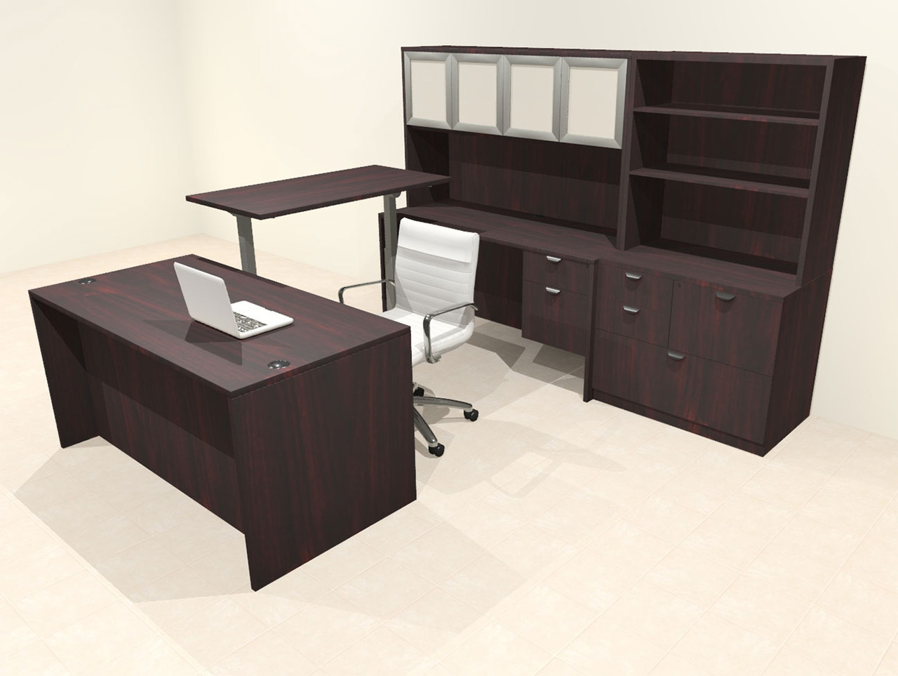 7pcs U Shaped 60"w X 102"d Modern Executive Office Desk, #OT-SUS-UH108