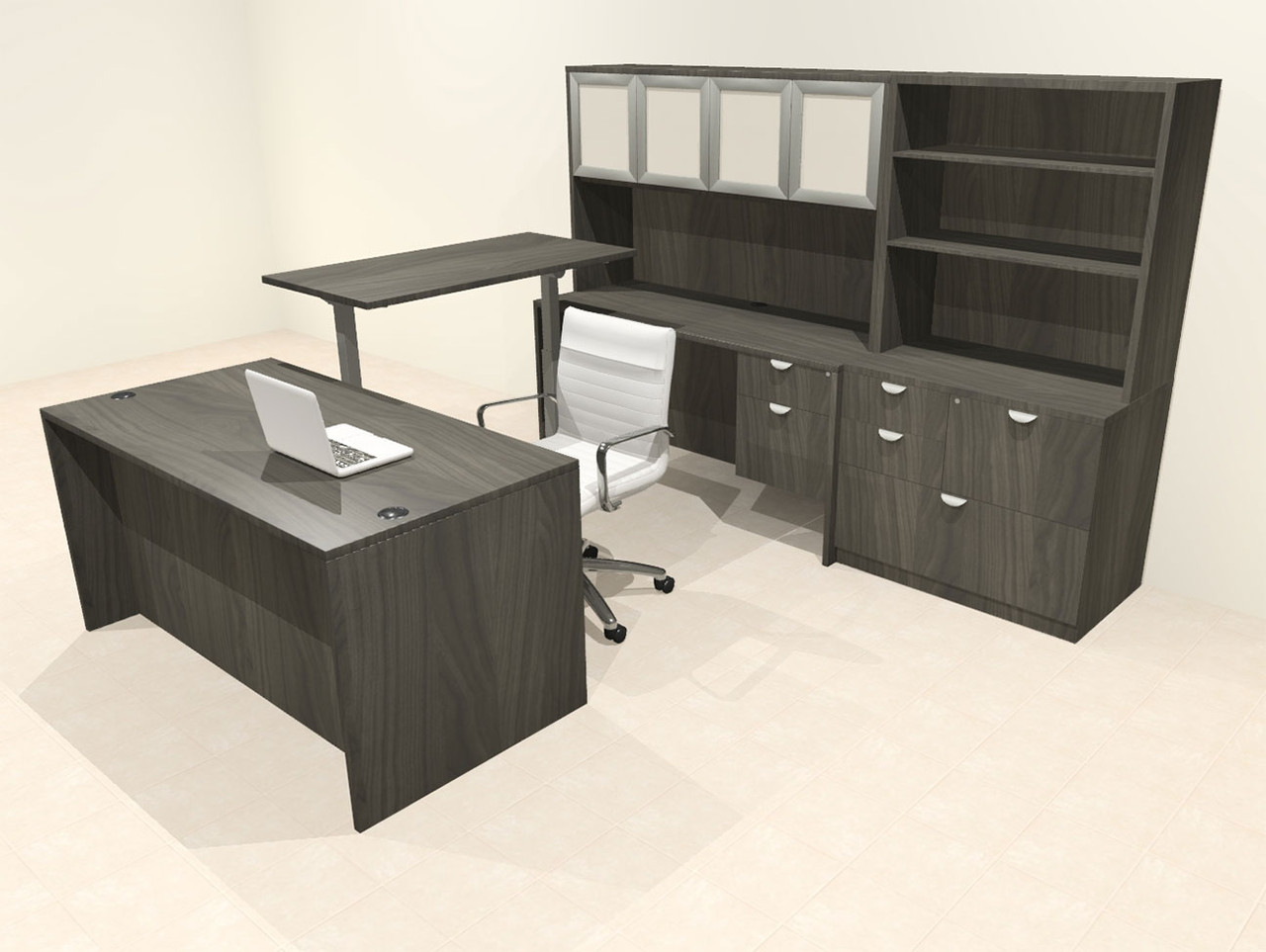7pcs U Shaped 60"w X 102"d Modern Executive Office Desk, #OT-SUS-UH110