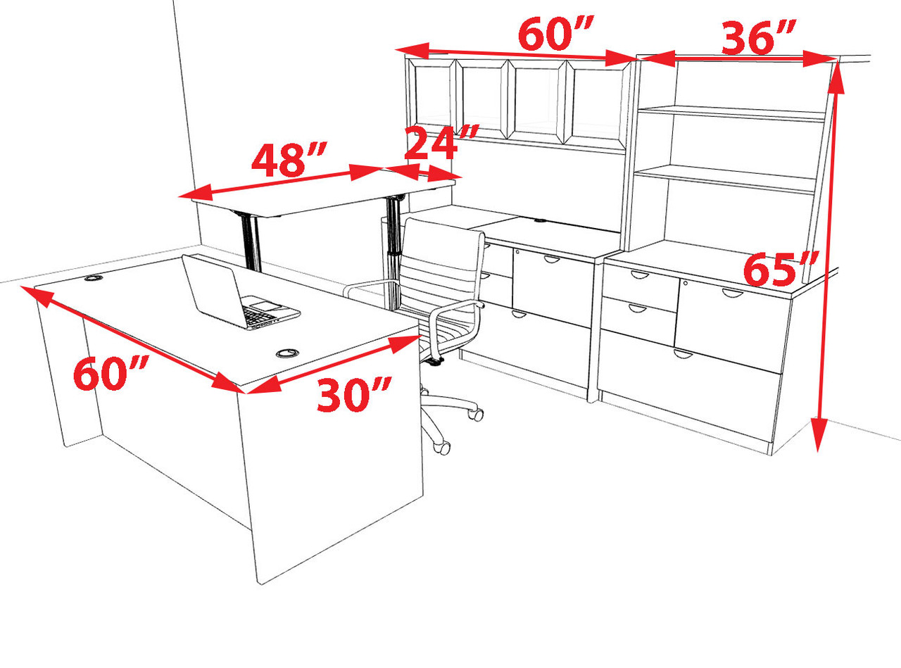 7pcs U Shaped 60"w X 102"d Modern Executive Office Desk, #OT-SUS-UH117