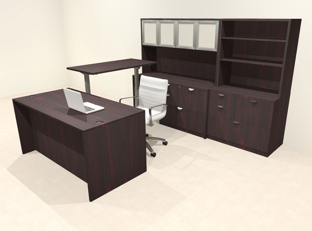 7pcs U Shaped 60"w X 102"d Modern Executive Office Desk, #OT-SUS-UH118