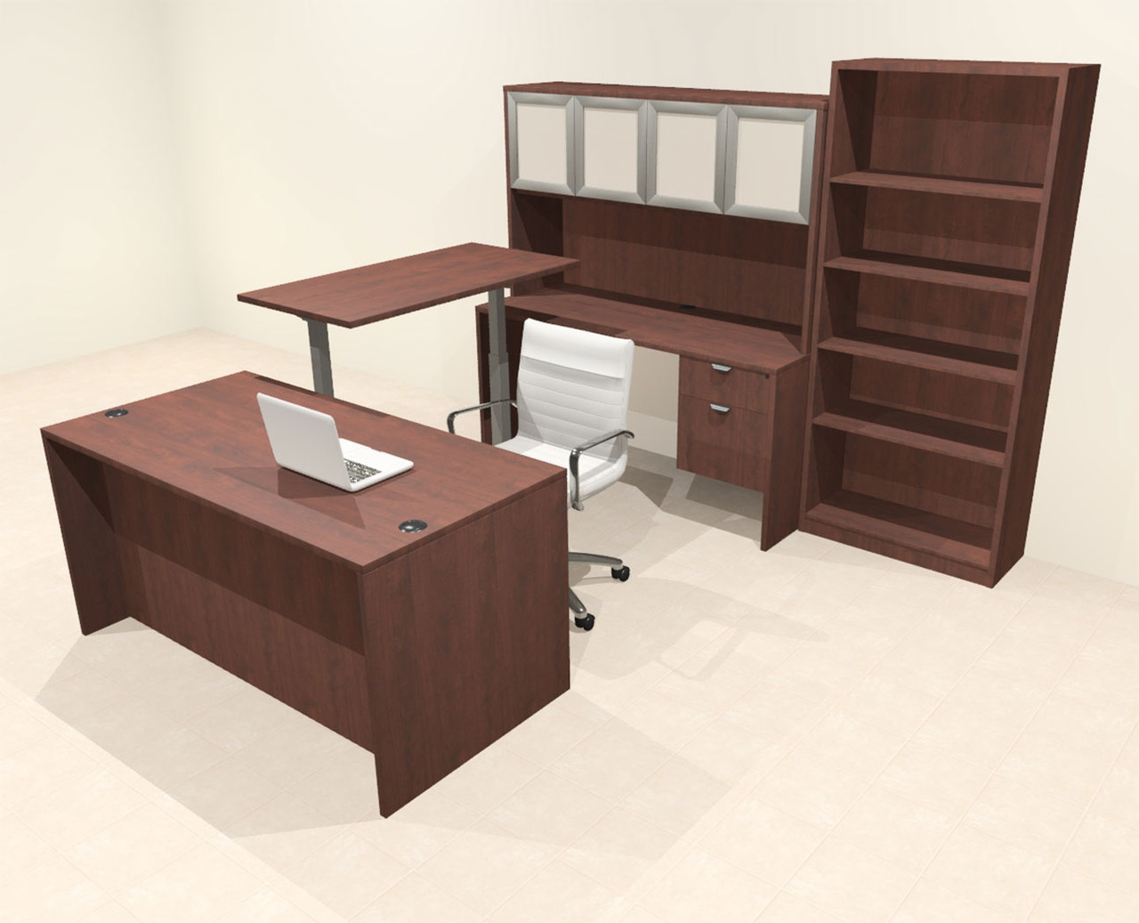 6pcs U Shaped 60"w X 102"d Modern Executive Office Desk, #OT-SUS-UH122