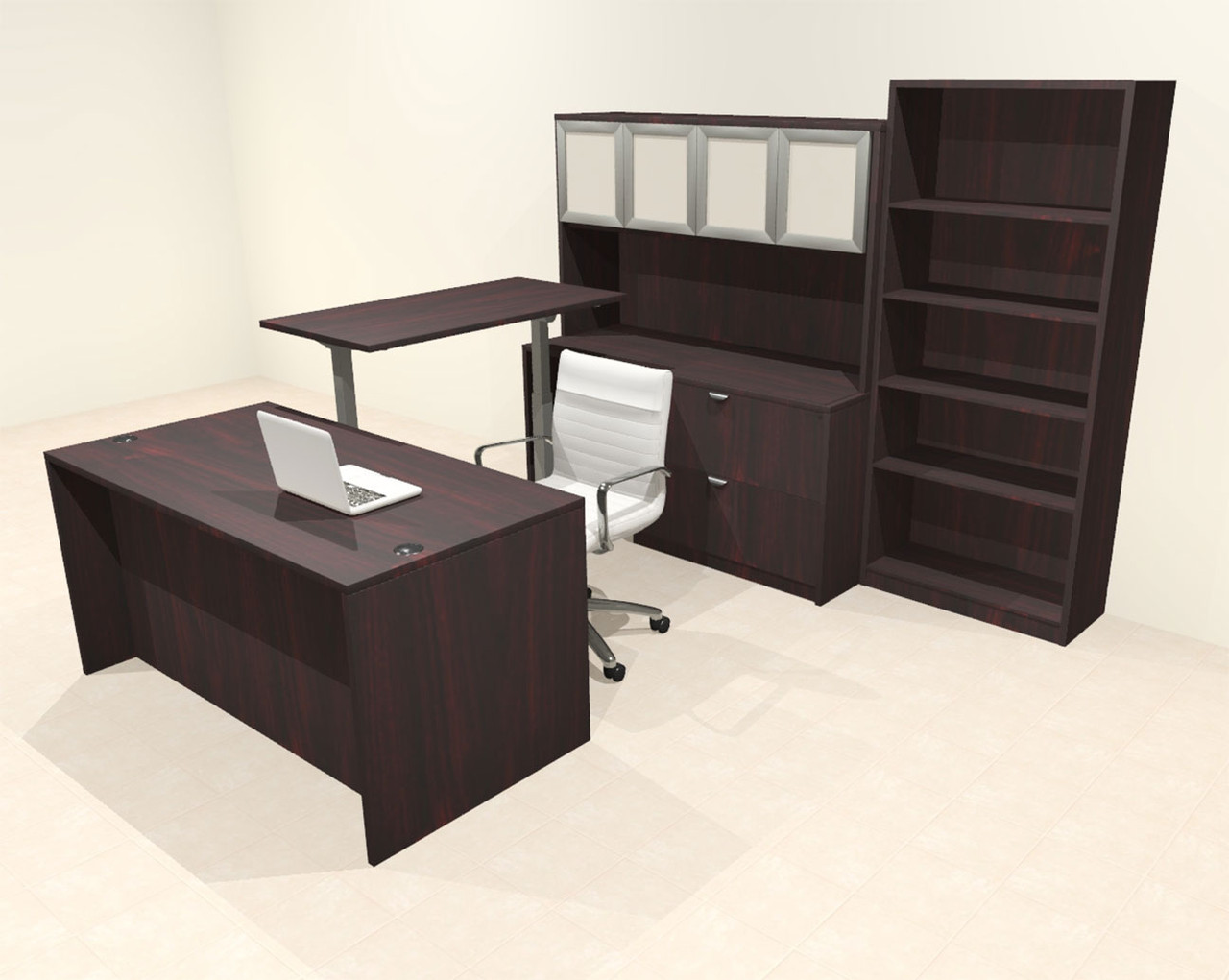6pcs U Shaped 60"w X 102"d Modern Executive Office Desk, #OT-SUS-UH128