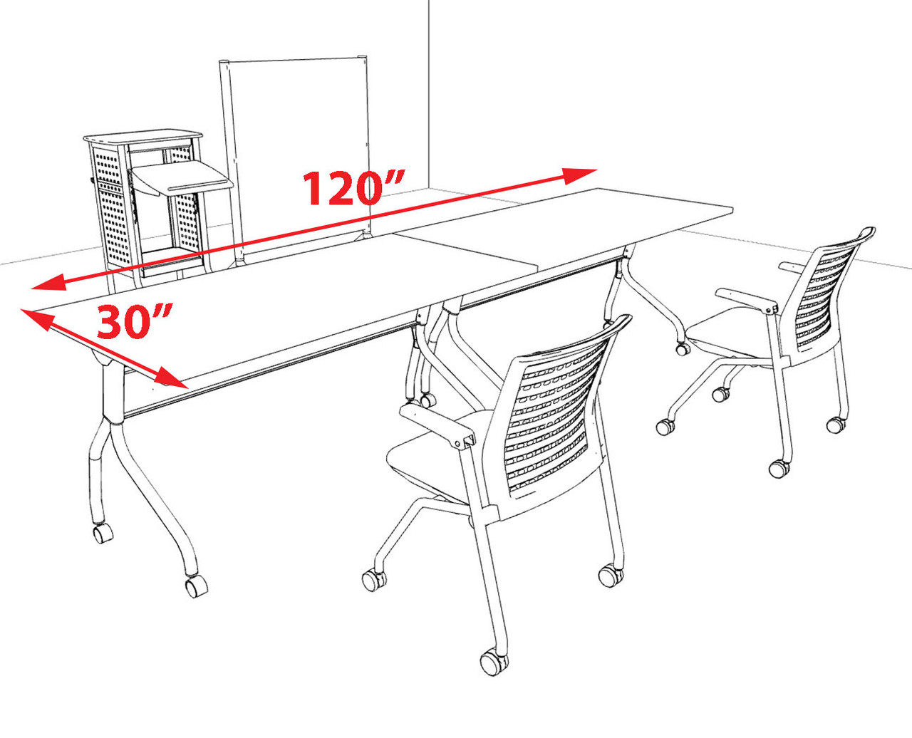 2pcs I Shape 10' Feet Nesting Training / Conference Table, #OT-SUL-T3-A