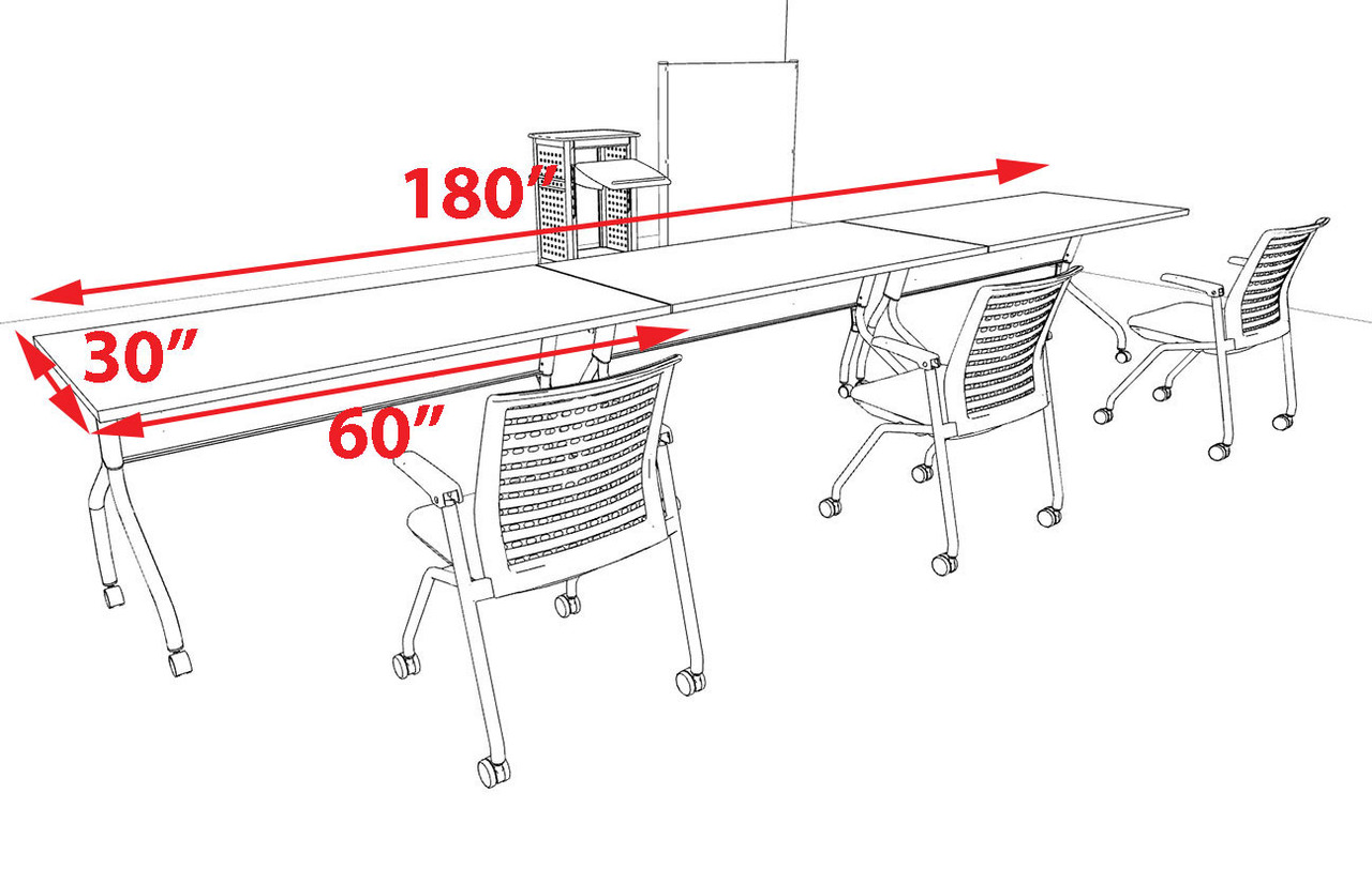 3pcs I Shape 15' Feet Nesting Training / Conference Table, #OT-SUL-T9-A