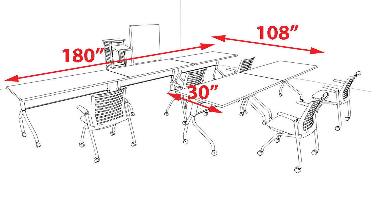 5pcs I Shape 15' Feet Nesting Training / Conference Table, #OT-SUL-T18-A