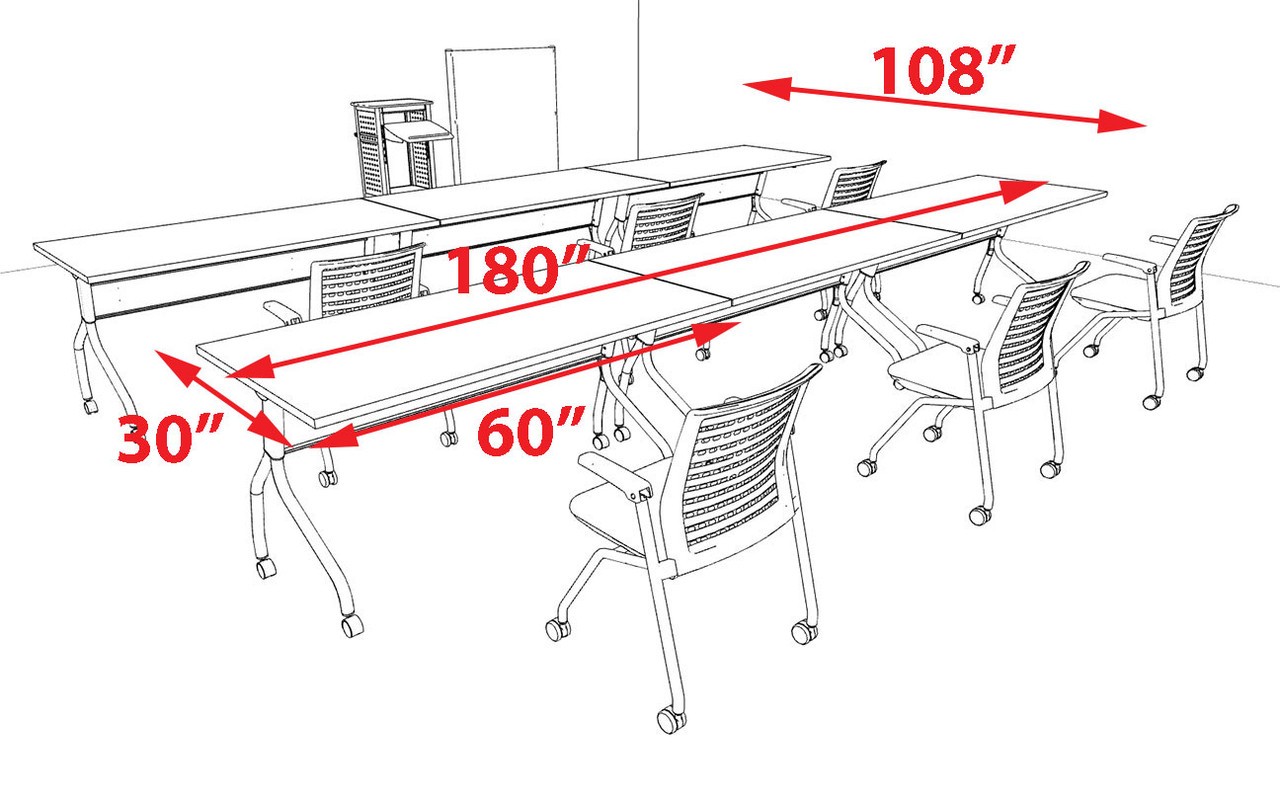 6pcs I Shape 15' Feet Nesting Training / Conference Table, #OT-SUL-T23-A