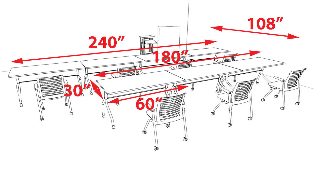 7pcs I Shape 20' Feet Nesting Training / Conference Table, #OT-SUL-T28-A