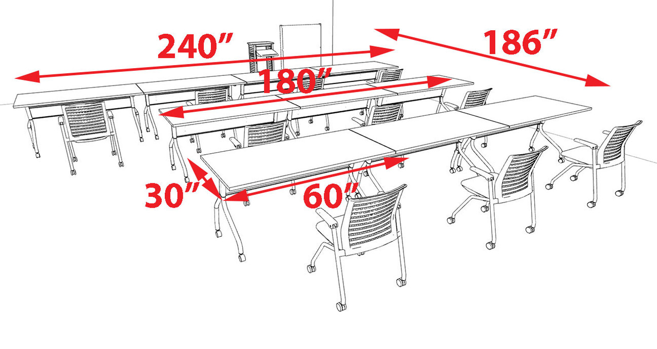 10pcs I Shape 20' Feet Nesting Training / Conference Table, #OT-SUL-T41-A