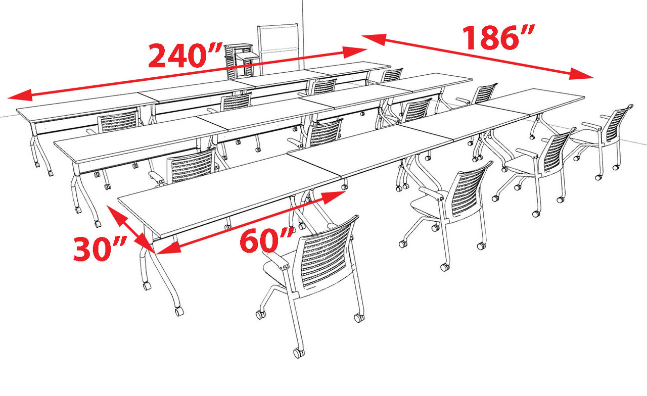 12pcs I Shape 20' Feet Nesting Training / Conference Table, #OT-SUL-T52-A