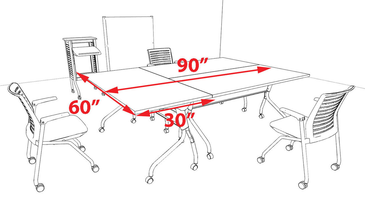 3pcs RETANGULAR Shape 7.5' Feet Nesting Training / Conference Table, #OT-SUL-T9-B