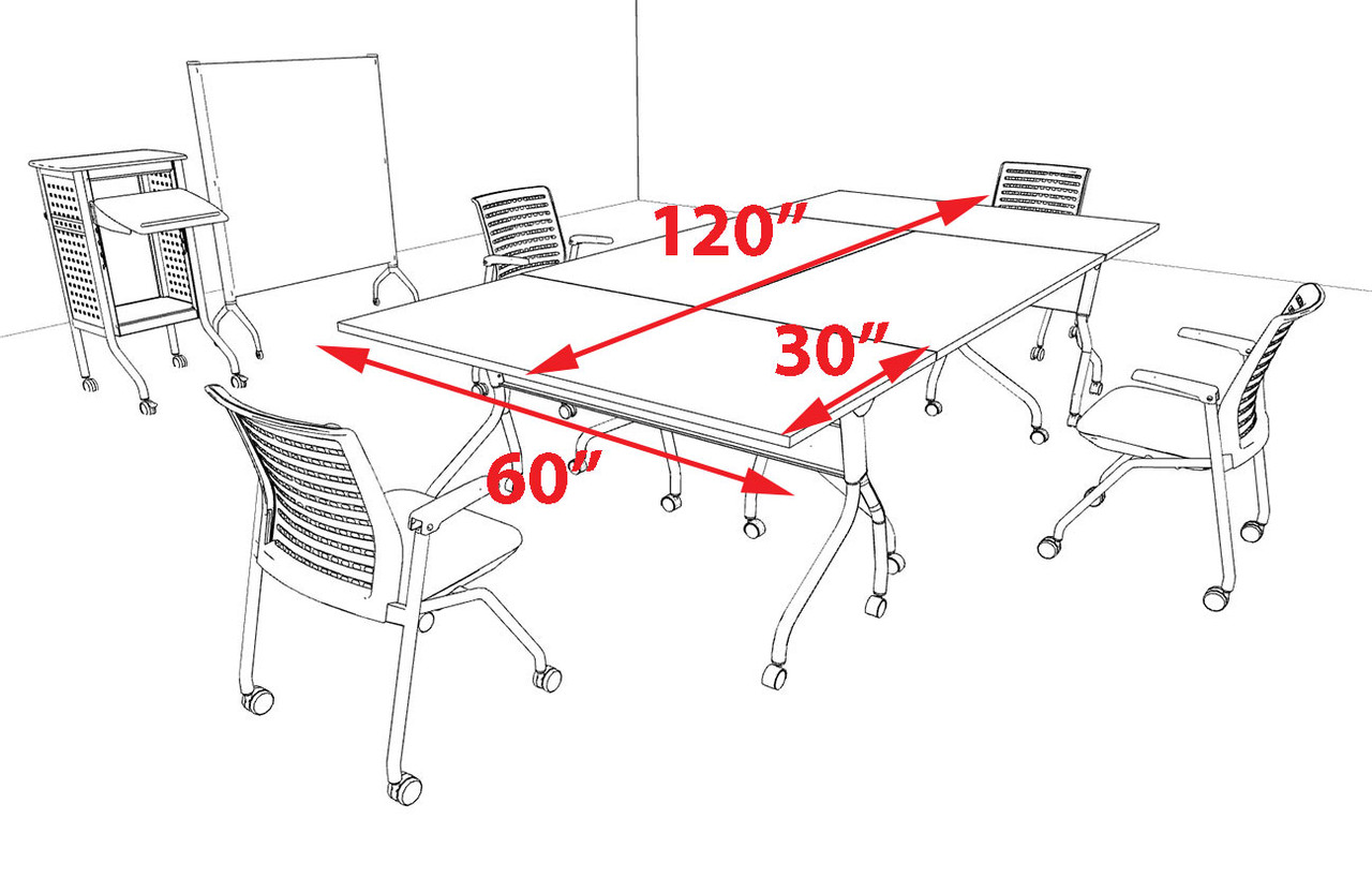 4pcs RETANGULAR Shape 10' Feet Nesting Training / Conference Table, #OT-SUL-T14-B