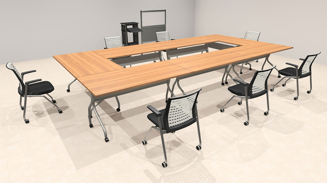 7pcs O Shape 15' Feet Nesting Training / Conference Table, #OT-SUL-T26-B