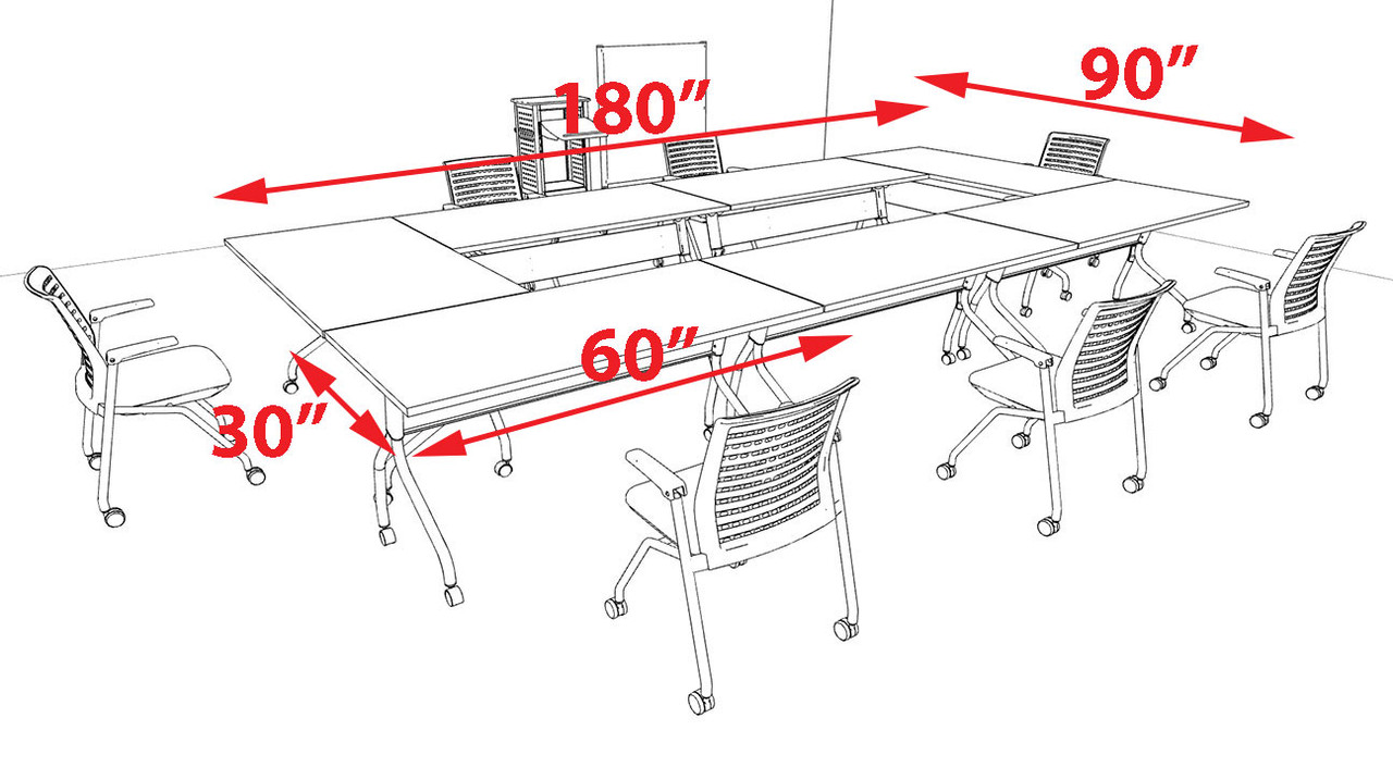 7pcs O Shape 15' Feet Nesting Training / Conference Table, #OT-SUL-T26-B